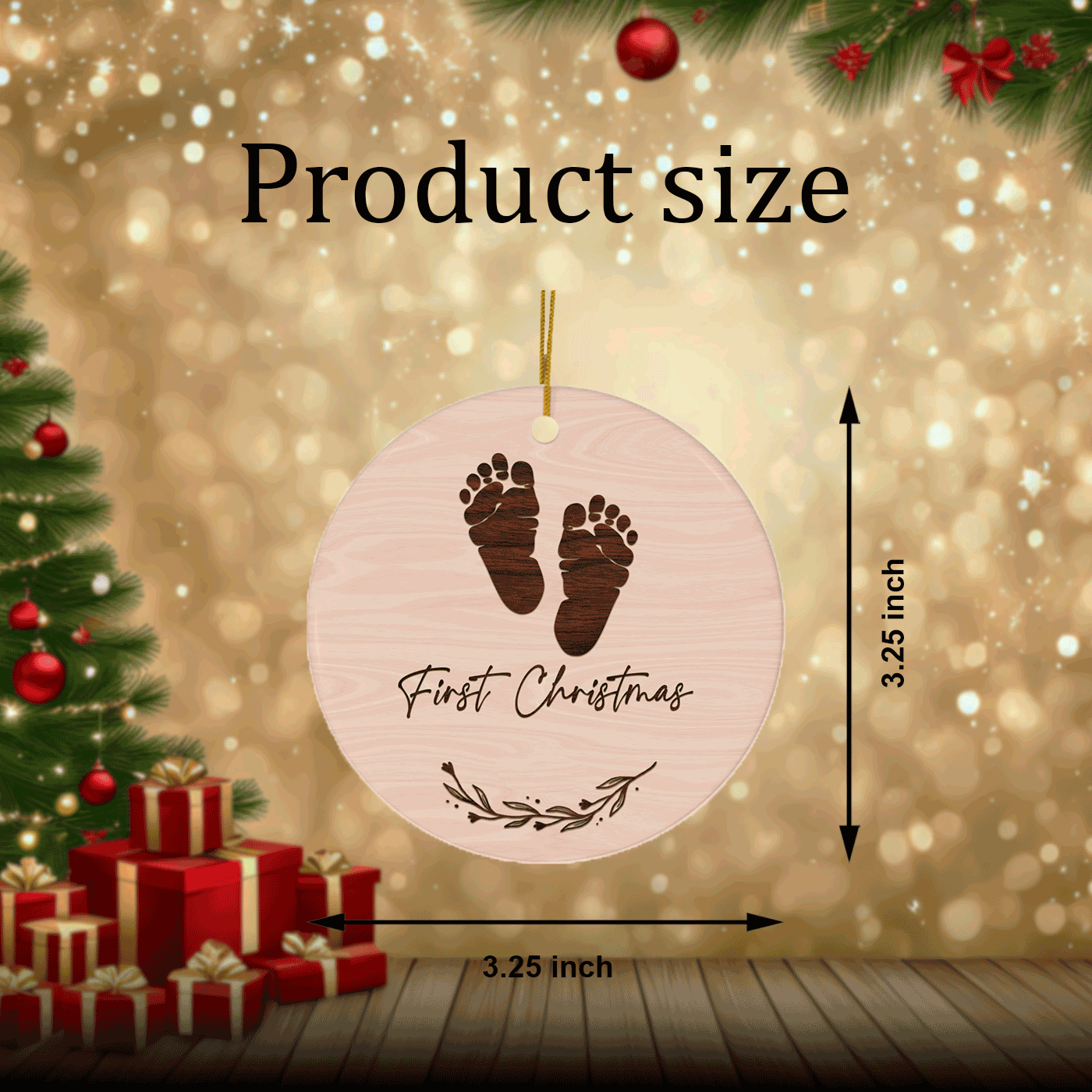 Baby's First Christmas | Minimalist Footprint | Ceramic Ornament